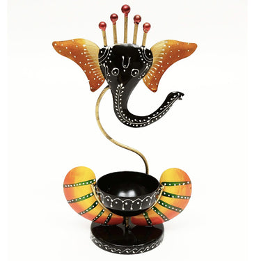 Multicolour Embossed Metal Ganeshji Diya