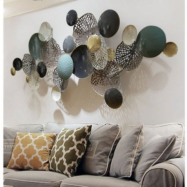 Multicolour Lotus Leaf Metal Wall Art