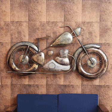 Green Metal Harley Davidson Bike Wall Art - Craftkriti