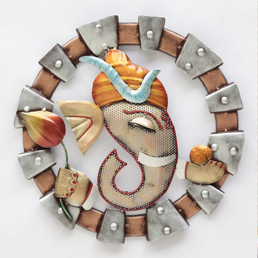Metal ganeshji LED wall art - Craftkriti