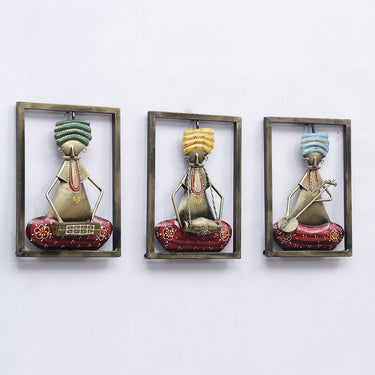 Iron mustache musicians wall frames set of 3 - Craftkriti