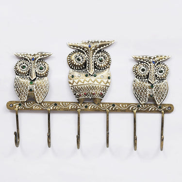 Multicolour Metal Wall 3 Owl Wall Hook