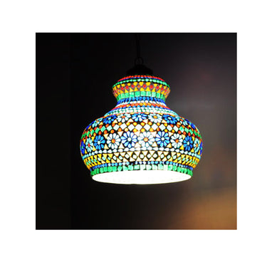 Colourful glass hanging pendant lamp - Craftkriti