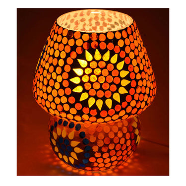 Orange mosaic glass kala kriti table lamp - Craftkriti