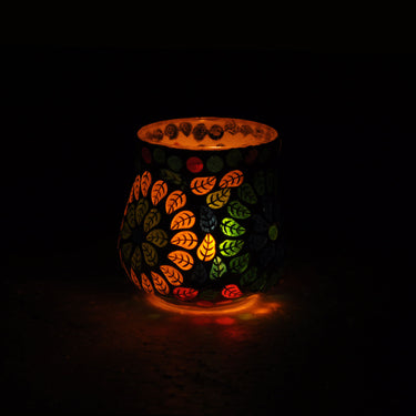 Colourful glass tea light holder - Craftkriti