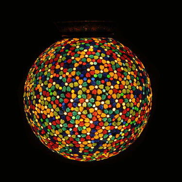 Multicolour Glass Mosaic Glow Ceiling Pendant Lamp - Craftkriti