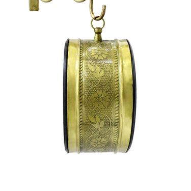 Golden metal antique railway wall clock - Craftkriti