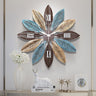 Multicolour Roman Leaf Metal Wall Clock - Craftkriti