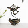 Black Embossed Metal Ganeshji Diya - Craftkriti