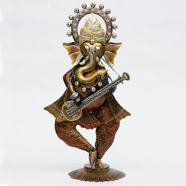 Metal Guitar Ganeshji Table Showpiece