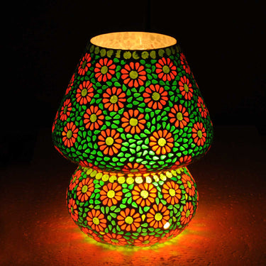 Jugnoo multicoloured glass table lamp - Craftkriti