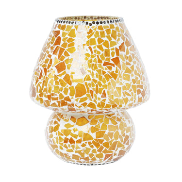 Yellow glass mosaic crackled table lamp - Craftkriti