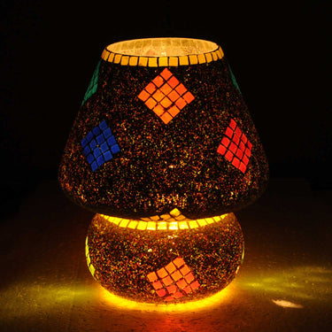 Multicolour glass mosaic waveform table lamp - Craftkriti