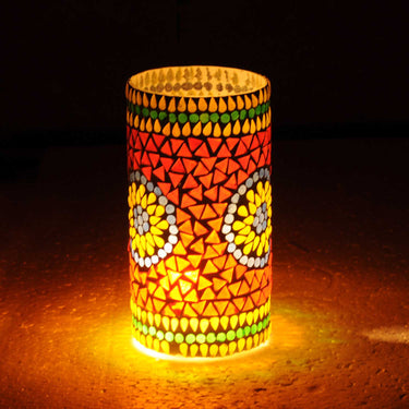 Colourful mosaic glass table lamp - Craftkriti