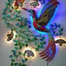 Colourful metal humming bird LED wall art - Craftkriti