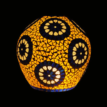 Yellow blue glass pantagon ceiling pendant lamp - Craftkriti