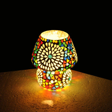 Colourful mosaic glass table lamp - Craftkriti