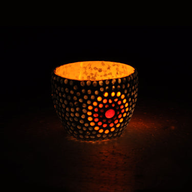 Blue glass aura tea light holder - Craftkriti