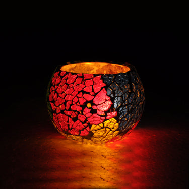 Multicolour glass tapan tea light holder - Craftkriti