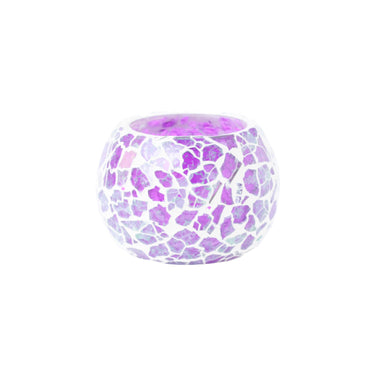 Purple Glass Mosaic Crackled Tea Light Holder - Craftkriti