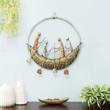 Multicolour Four Men Boat Wall Art
