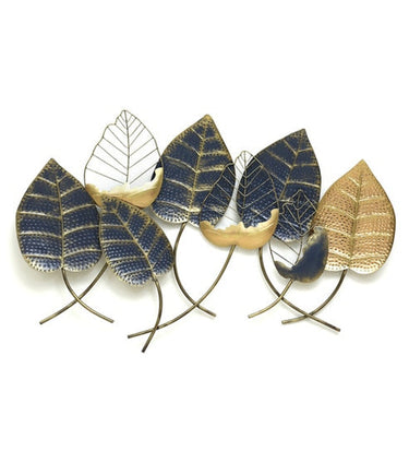 Denim Eight Leaf Metal Wall Art