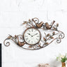 Three Birds Tree Brown Metal Wall Clock - Craftkriti
