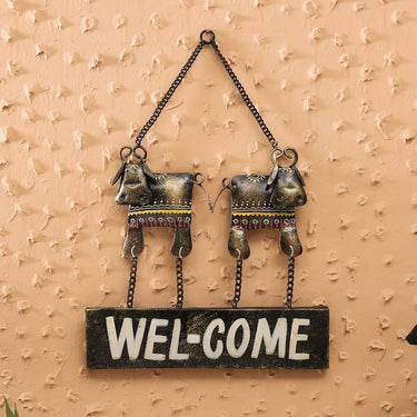 Multicolour Metal Welcome Decorative Wall Art - Craftkriti