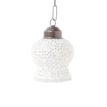 White glass snowy ceiling pendant lamp - Craftkriti