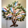 Colourful metal yoga tree LED wall art - Craftkriti
